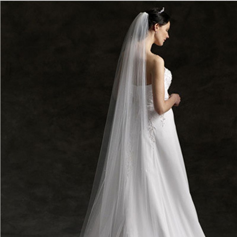 Women's Clothing Bridal Veil Long Trailing  Fashionable Wedding Veil Bridal Veil Long Simple_voghion.com