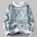 Men's Clothing Winter Fashion Knit Sweater Semi-Turtleneck Pullover With Jacquard Pattern, Breathable & Machine Washable, White/Navy/Green (M-3XL)_voghion.com