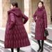 Down Women's Long Over The Knee New Style, Waist Cinching, Slimming And Keeping Warm. Winter Cotton Jacket, Thick_voghion.com