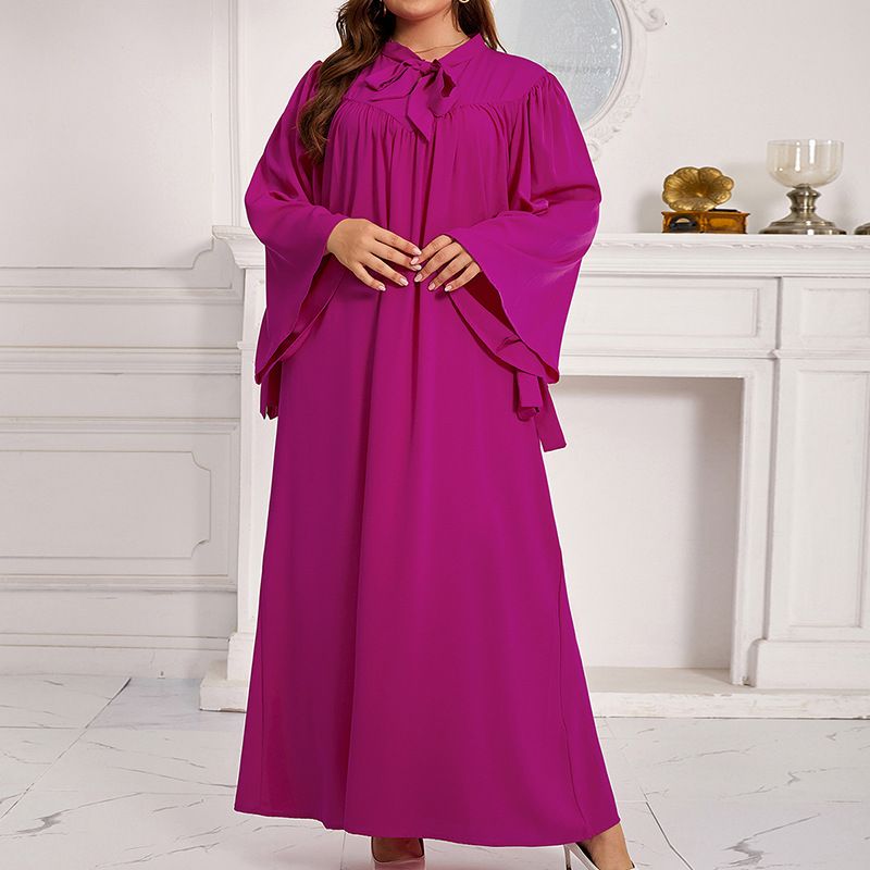 jupe longue femme grandes tailles à manches cloche et nœud_voghion.com