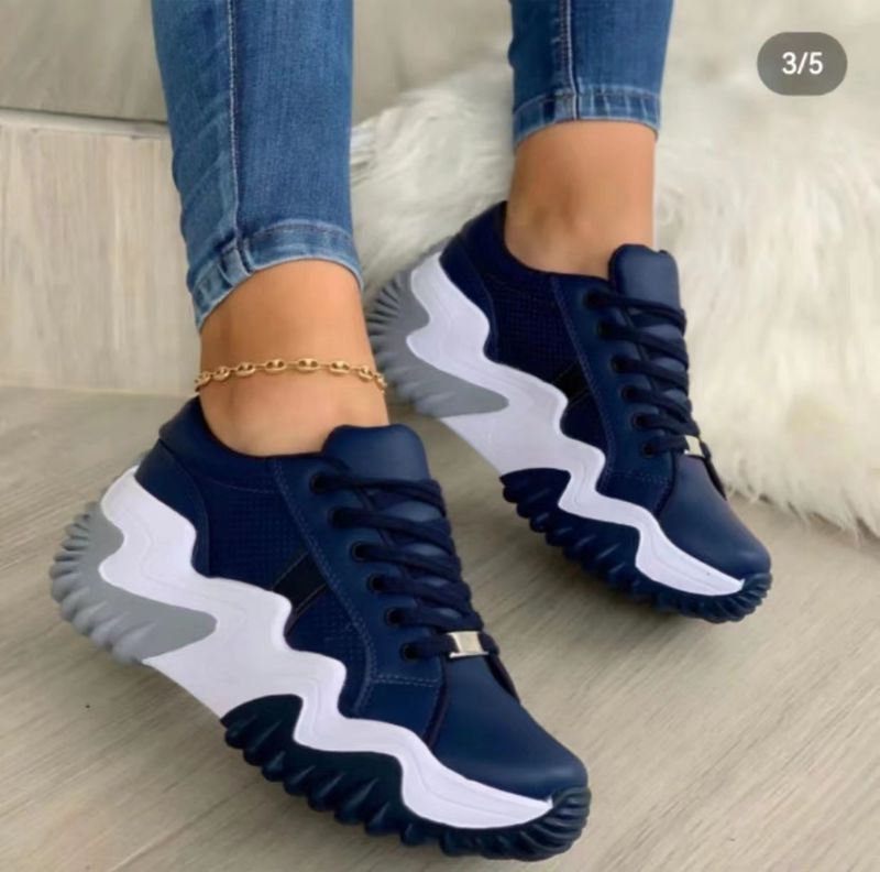 Low Top Sports Shoes For Women 2024 Spring New 43 Large Size European And American Casual Thick Soled Sawtooth Daddy Shoes Single Shoes_voghion.com