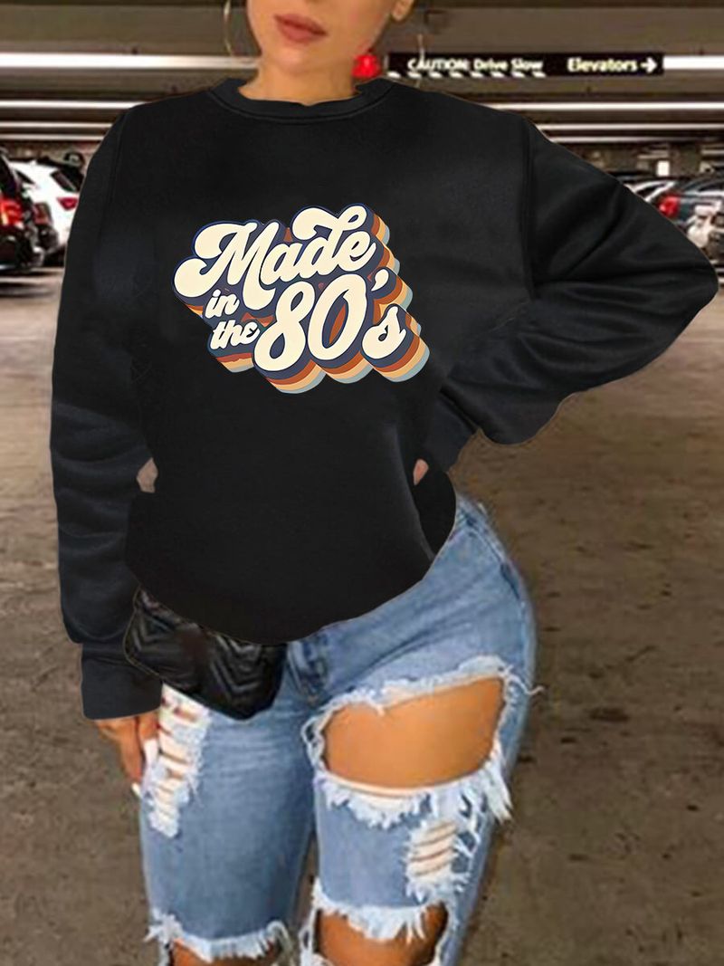 Women'S autumn and winter clothing printed long-sleeved round neck casual loose sweatshirt_voghion.com