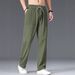 Calça casual masculina de linho misto - perna reta, caimento relaxado, respirável e leve para uso diário (P-XXXG, 8 cores) |_voghion.com