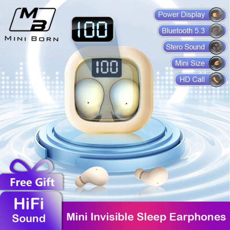 2024 Auricolari per il sonno Auricolari wireless invisibili Bluetooth5.3 Auricolari piccoli Cuffie leggere per una vestibilità comoda Display a LED Mini Wirel in-ear_voghion.com