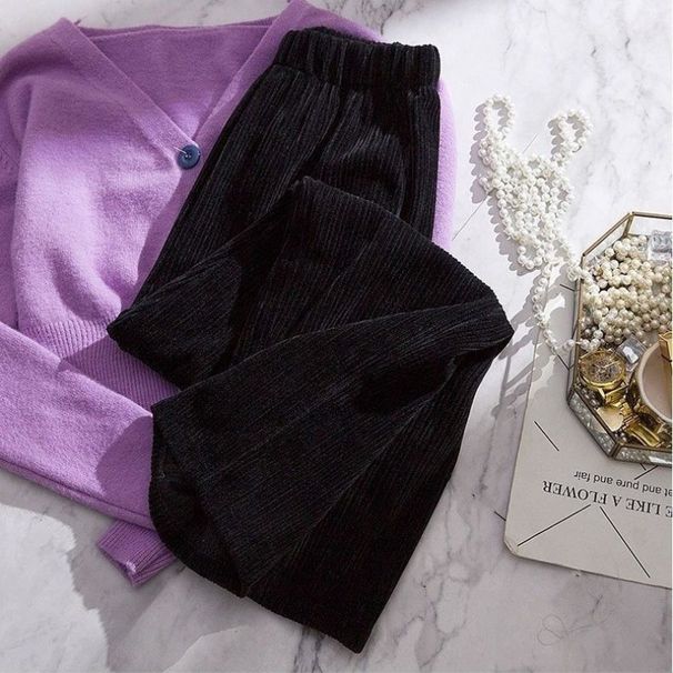 Damenbekleidung Neue Herbst- und Winterhose mit weitem Bein für dicke mm große Damenhose mit hoher Taille, lässige Sporthose für Studenten, lockere, schlanke, drapierte lange Hose_voghion.com