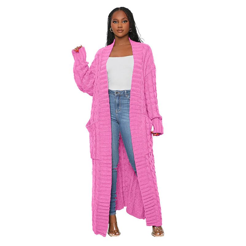 Cardigan ample en tricot pour femme, cardigan surdimensionné confortable avec poches, long pull torsadé, manteau ample, style bohème chic, ouvert sur le devant_voghion.com
