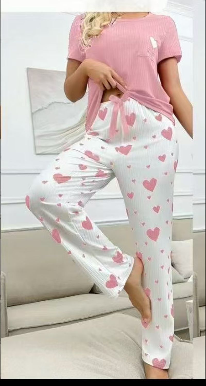 Pamas Homewear Short Sleeve Long Pants Pajamas Women's Printed Pajama Set_voghion.com