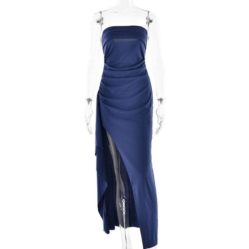 Abbigliamento donna Abito da sera Abbigliamento donna Abito monospalla con top a tubino Sexy alla moda con spacco alto e gonna lunga Autunno_voghion.com