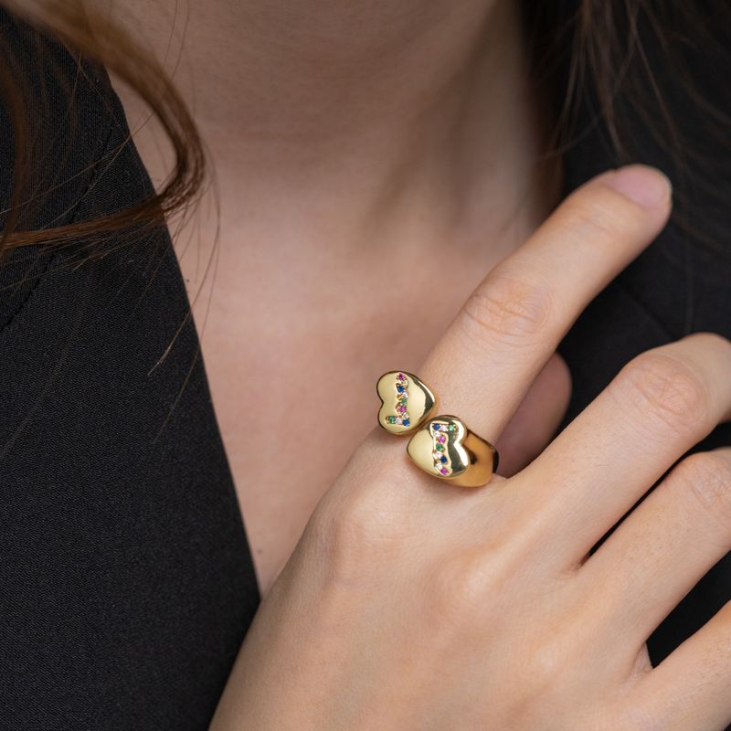 Französisch stil licht luxus herz design kreuz öffnung liebe micro intarsien zirkon frauen beliebte ring_voghion.com