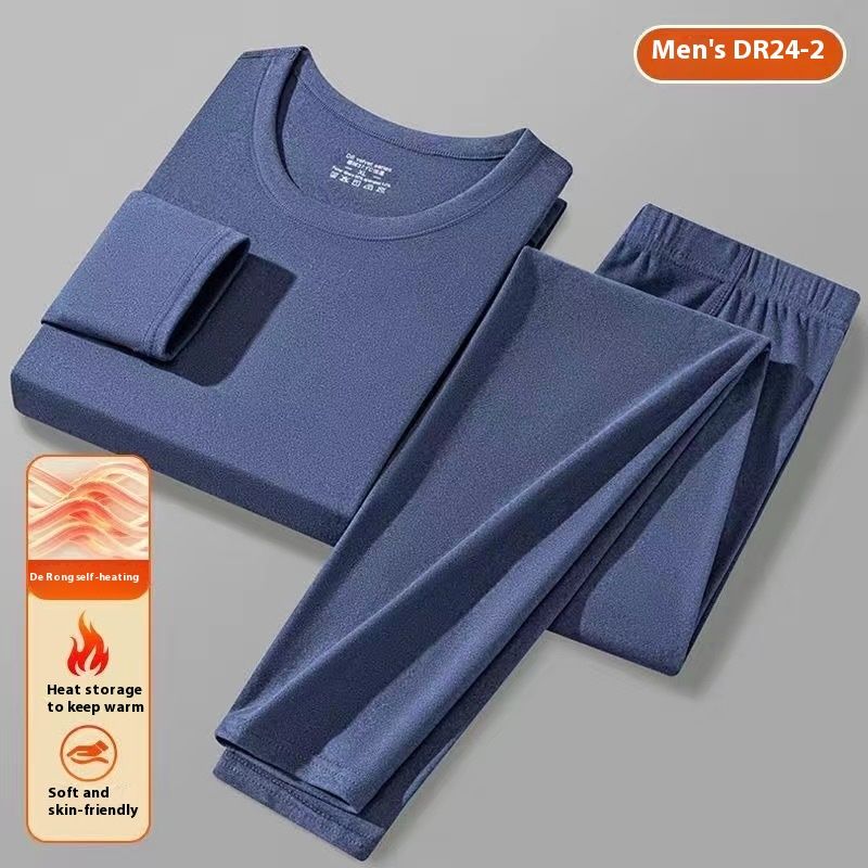 2024 Neie Ronn Hals Hierscht Kleeder Hosen fir Moud Hierscht / Wanter Doppelsäiteg Warm Underwear Männer Set Selbstänneg Heizung_voghion.com