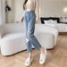 Women’s Clothing 130 320 catties plus size graffiti street style denim trousers for women spring and autumn new fat women wide leg pants_voghion.com