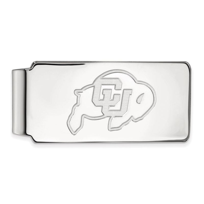 Sterling Silver Rhodium-plated LogoArt University Of Colorado Buffalo Money Clip_voghion.com