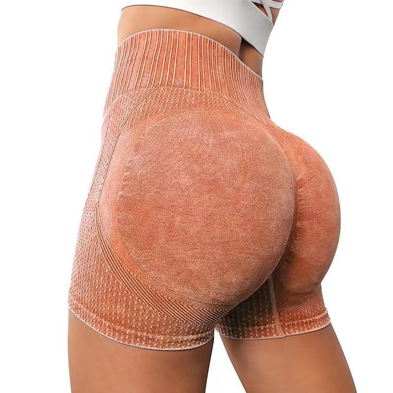 Women's Clothing Outdoor Summer Peach Hip Yoga Shorts Seamless Washed High Waist Yoga Pants Running Fitness Quick Drying Sports Shorts_voghion.com