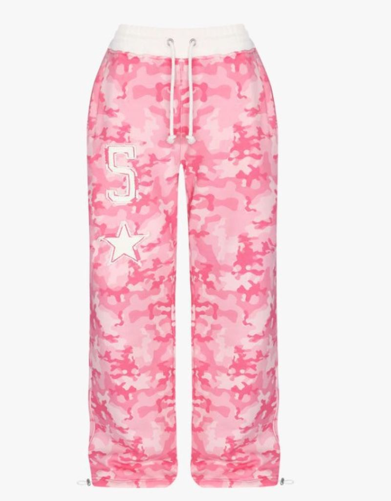 Damenbekleidung Rosa Camouflage Print Freizeitanzug Neue High Street Hip Hop Reißverschlussjacke Schnürhose_voghion.com