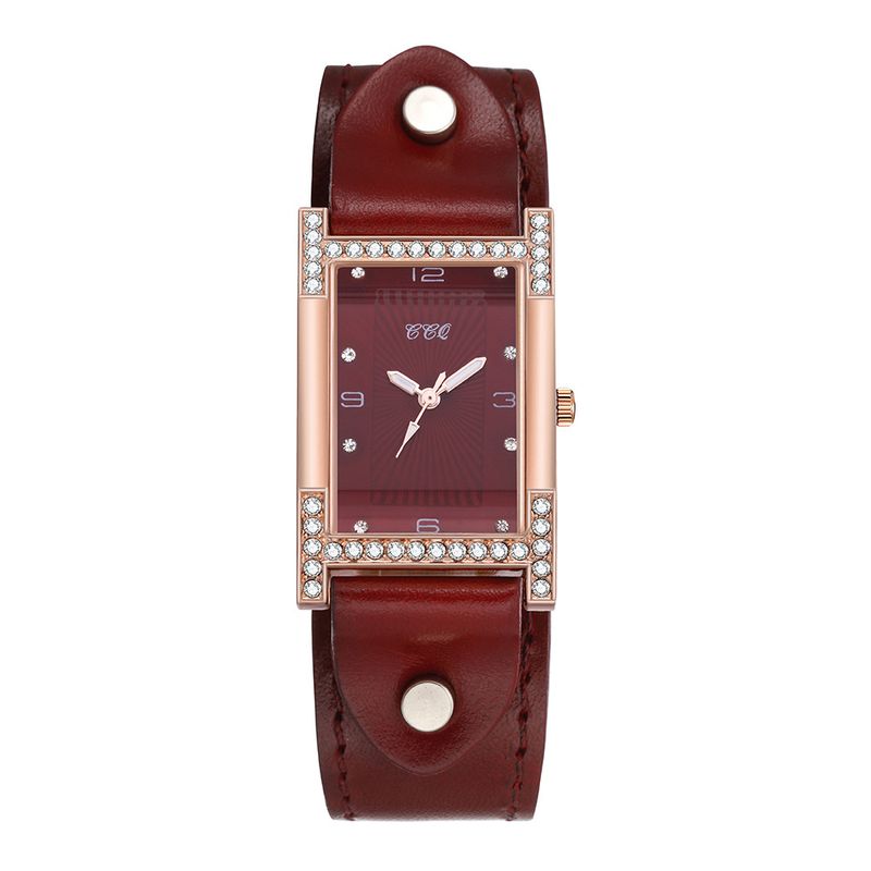 Hot-stijl kunstleer gelegeerde stalen riem, quartz horloge, trendy en minimalistisch strass modehorloge_voghion.com