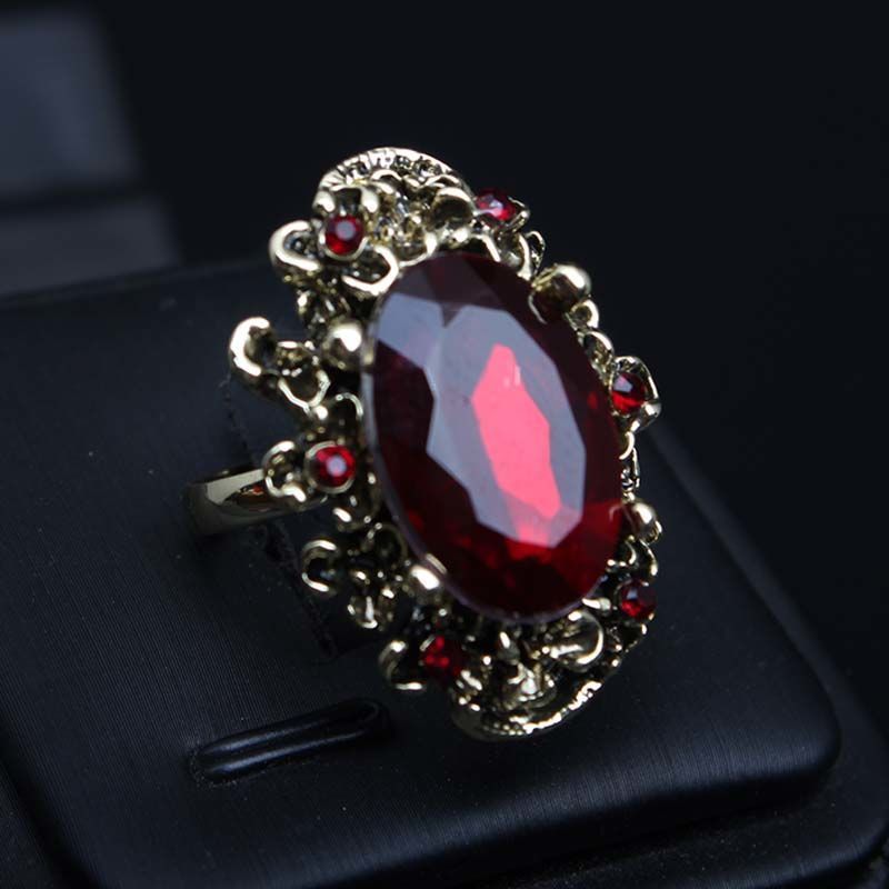 Bague de luxe version coréenne avec bordure en or ovale incrustée d'émeraude, grand index, accessoire féminin polyvalent_voghion.com