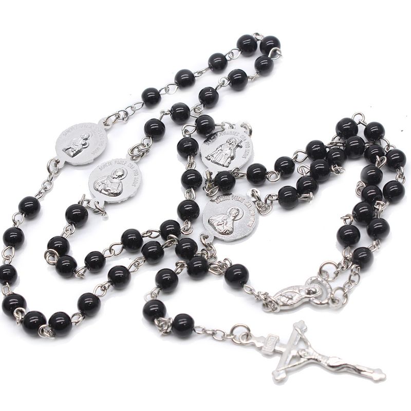 Croix perle pendentif collier pour femmes homme mode cristal perles dieu prie amulette bijoux accessoires_voghion.com
