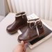 Children's leather girls' short boots, 2024 winter new item, Little Princess fashion, cotton with velvet side zipper,_voghion.com