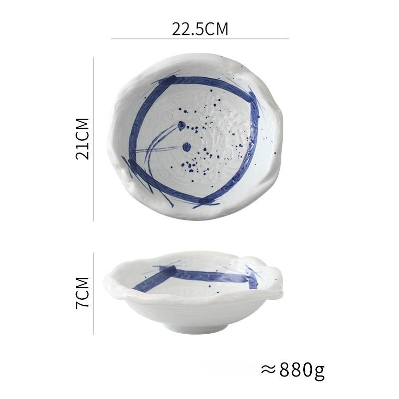 Conjunto de tigelas de cerâmica irregulares para sopa de macarrão instantâneo, salada de frutas e celebridades da Internet, tamanho grande_voghion.com