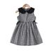 Girls Summer Plaid Princess Dress Female Baby Retro Small Pan Collar Dress Vest Skirt_voghion.com