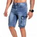 Herrenbekleidung Multi Pocket Micro Stretch Denim Shorts 5 Punkt Arbeitskleidung Casual Jeans_voghion.com
