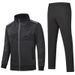Spring And Autumn Stand Collar Cardigan Men's Running Sportswear Color Block Sweatshirt Jogger Pants Two-Piece Set_voghion.com