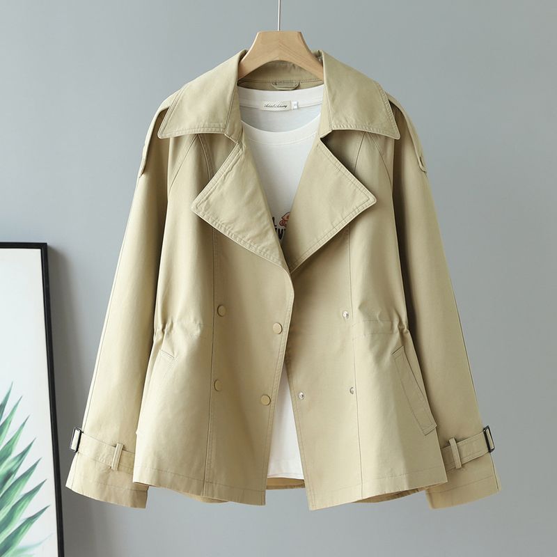 2225 verstellbare Taille Stil Windjacke Für Frauen Herbst Neue Casual Anzug Kragen Kurze Jacke_voghion.com