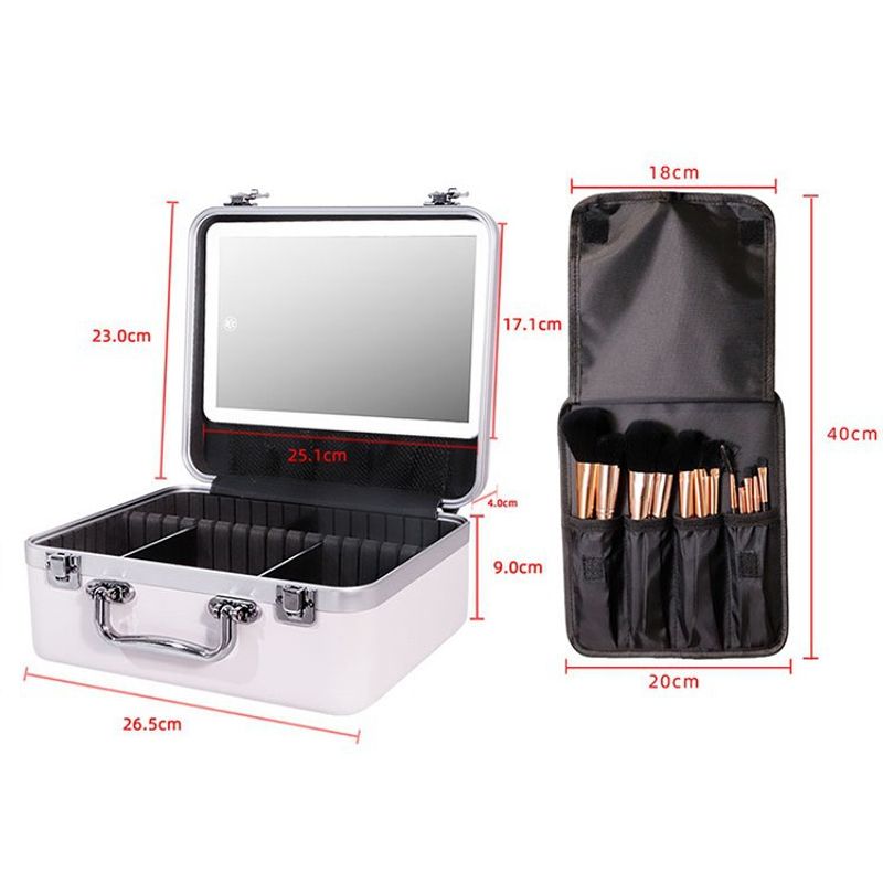 Valigetta da viaggio per il trucco in alluminio con specchio, organizer per cosmetici da viaggio, con divisori regolabili, impermeabile, regolabile in 3 colori_voghion.com