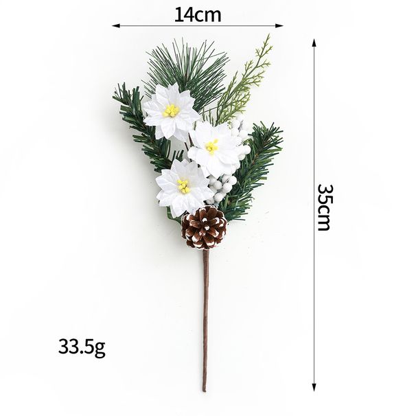 Weihnachts-Tannennadel-Schnittblumen-Simulation, grüne Pflanze, rote Beeren, Tannenzapfen, DIY, handgefertigte Dekorationen können verpackt werden_voghion.com