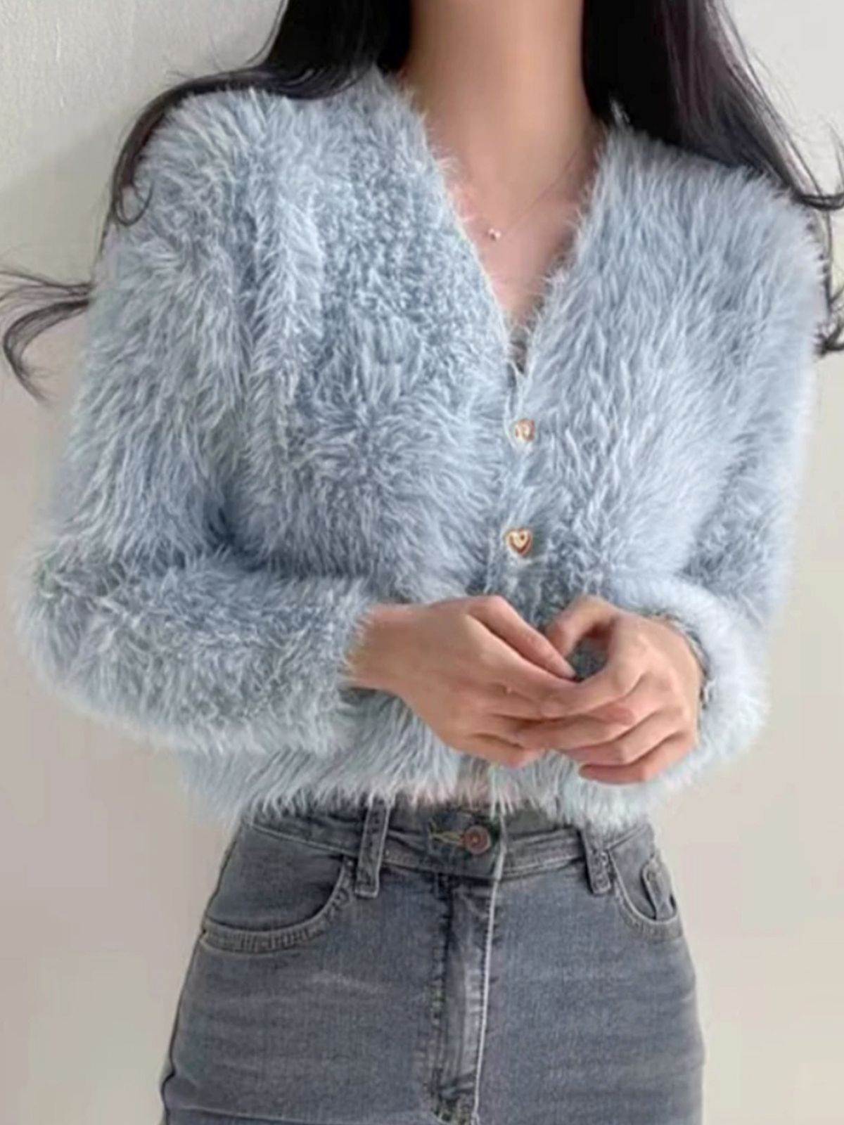 Women's V-Neck Short Cardigan Sweater Lightweight Long Sleeve Open Front Casual Knitwear For Spring & Fall_voghion.com