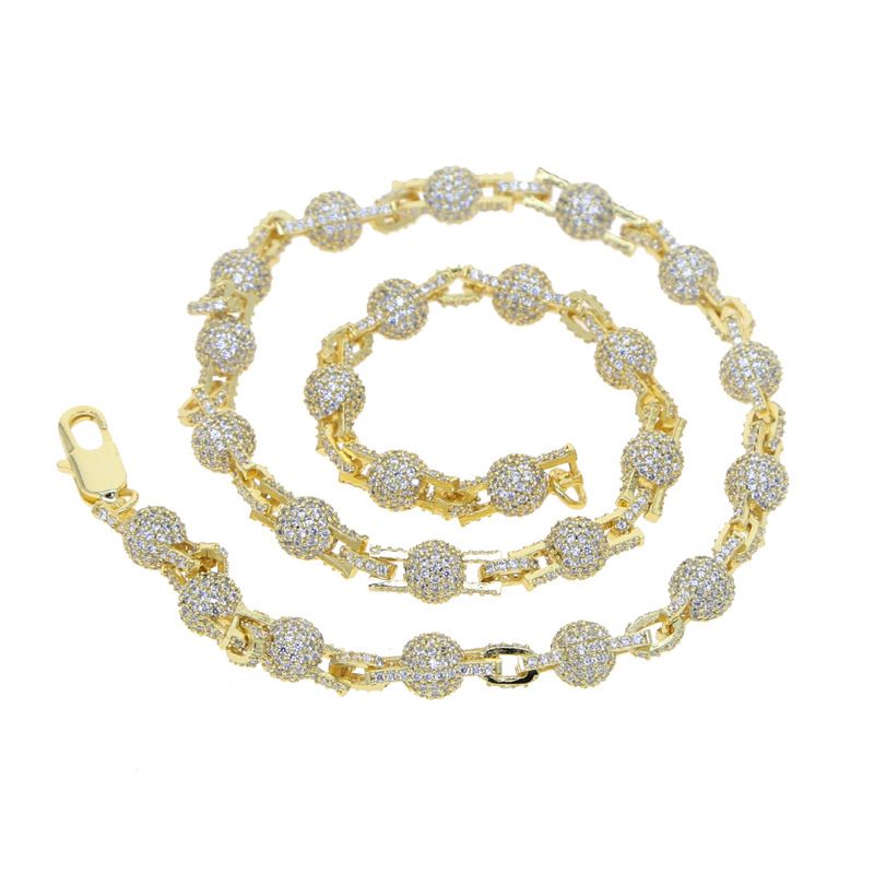 New 7mm Micro Inlaid Zircon Round Bead Necklace Men And Women's Same Style Personalized Jewelry_voghion.com