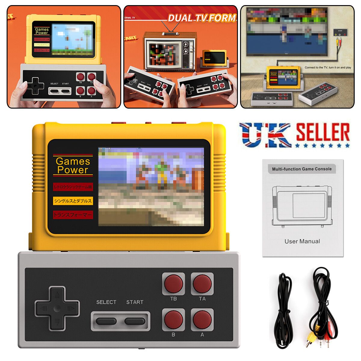 K20 Mini TV Console de jeu Rétro Double Lecteur sans fil 1000 Jeux Portable 3.0 Pouces_voghion.com