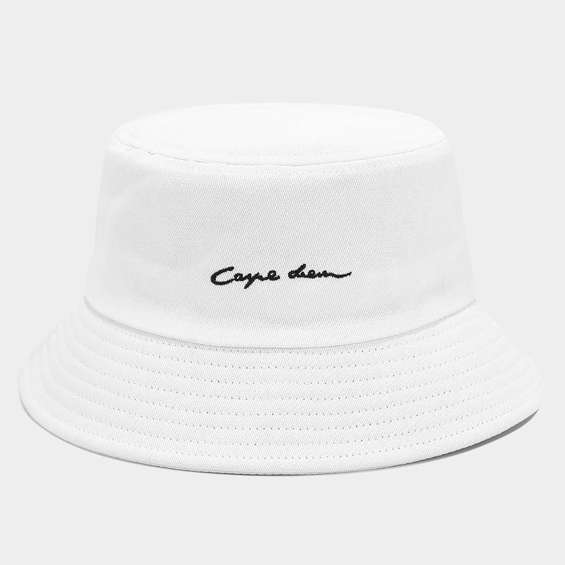 Cappello da pescatore con ricamo a lettera retrò alla moda, da donna, letterario e artistico, semplice e traspirante, da coppia, con bacino_voghion.com