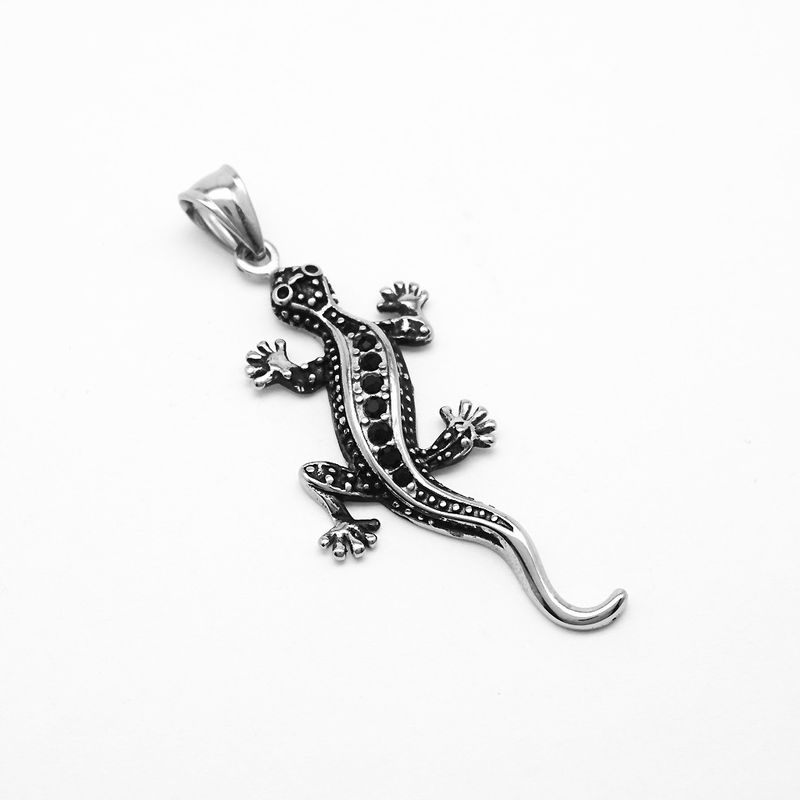 Collana con ciondolo in acciaio inossidabile, stile punk hip-hop, a forma di lucertola, alla moda, da uomo, con geco in titanio._voghion.com