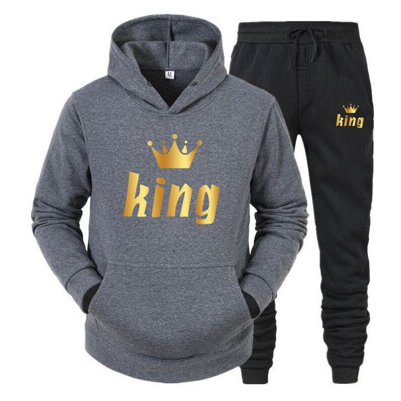 Europäischer und amerikanischer Herbst bedruckter Kapuzenpullover für Männer und Frauen, Paarmodelle, lässiger Sportanzug und Hose, zweiteiliges Set_voghion.com