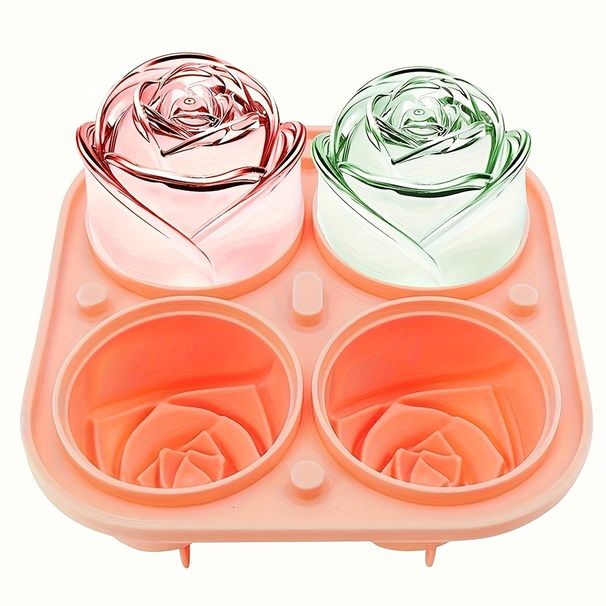 3D forma na led s růžovým motivem 2,5 palce, miska na kostky ledu, na výrobu 4 obřích roztomilých kostek ledu ve tvaru květiny, silikonový výrobník velkých ledových koulí, koktejlový džus, whisky_voghion.com