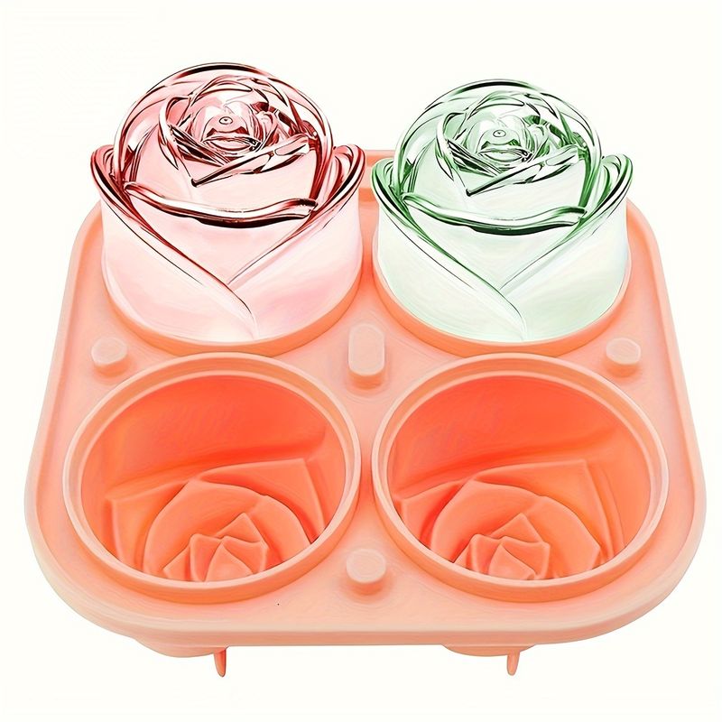 3D-Rosen-Eisform, 2,5 Zoll, Eiswürfelschale, kann 4 riesige, süße Eiswürfel in Blumenform herstellen, großer Eisballmaker aus Silikonkautschuk, für Cocktails, Säfte und Whisky_voghion.com