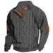 Men's Cable Knit Sweater With Turn-Down Collar, Long Sleeve Winter Pullover For Casual & Office Wear (Dark Grey, Black) – Available In Sizes_voghion.com