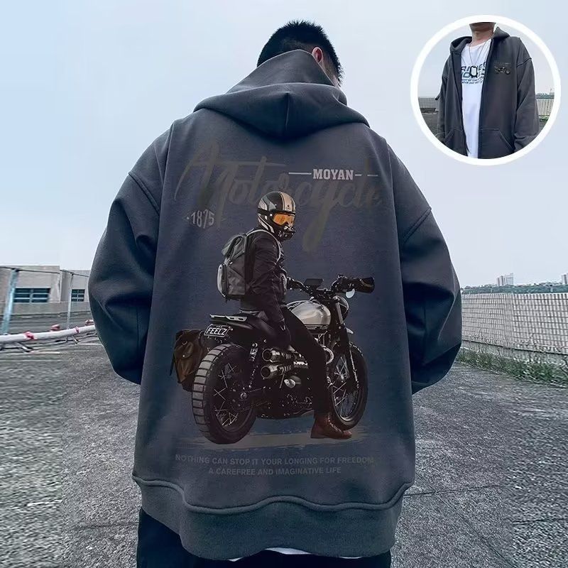 Herren-Kapuzenpullover, Retro-Baggy-Oversize-Cardigan plus Fleece_voghion.com