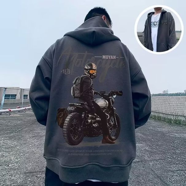 Herren-Kapuzenpullover, Retro-Baggy-Oversize-Cardigan plus Fleece_voghion.com