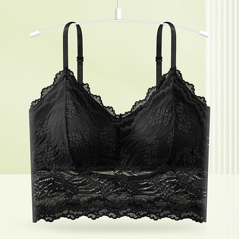 Sexy lace backless camisole vest for women, anti glare base, inner layer with cushion, breathable large U-shaped chest_voghion.com