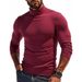 Herrenbekleidung, Fleece-Langarm-T-Shirt, Slim Fit, hoher Halsausschnitt, Thermo-Basisschicht (Weiß, Schwarz, Marineblau, Weinrot, Dunkelgrün, Hellgrau, Dunkelblau)_voghion.com
