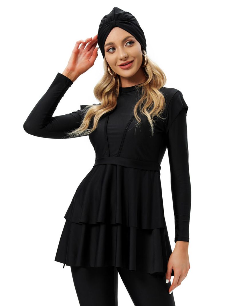 Muslim Swimwear Ladies Conservative Swimsuit Women Beach Swimsuit Burkini + Chest Pad_voghion.com