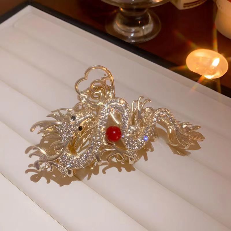 New Diamond Dragon Grab Clip Girls Niche Creative Back Head Disc Hair Shark Clip Hair Accessories_voghion.com
