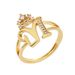 Anello regolabile con lettera da donna, leggero, di lusso, in rame cavo, placcato in oro, con zircone_voghion.com