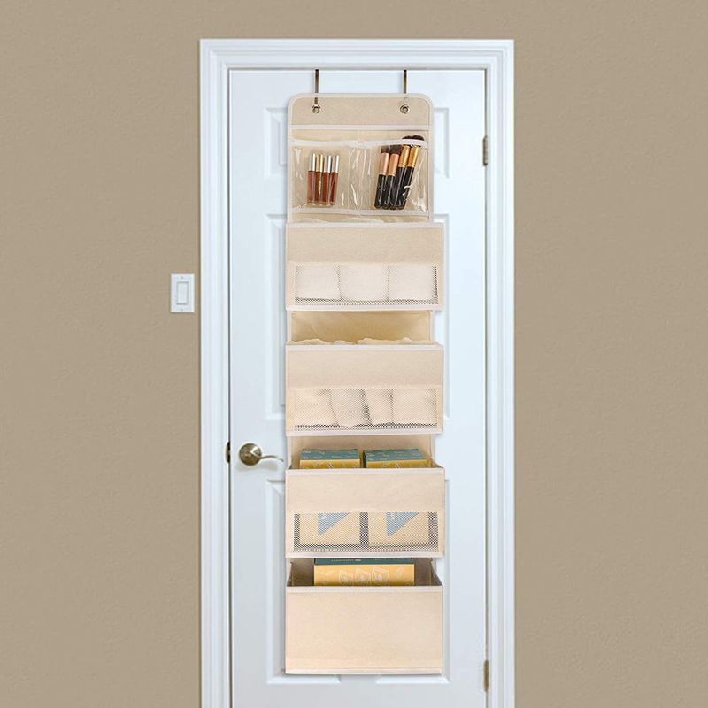 Behind The Door Storage Hanging Bag Multi Layer Fabric Visual Window Wall Sundries Storage Box Hanging Toy Rack_voghion.com