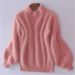 Soft & Cozy Chunky Knit Sweater Women's Long Sleeve Mock Neck Pullover With Lantern Sleeves - Autumn Winter Casual Comfort Wear_voghion.com
