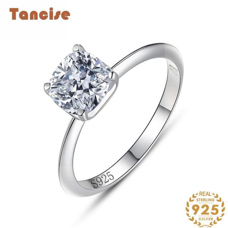 Tancise Anello in argento con zirconi classici Gioielli da donna Promessa di nozze Regalo per feste_voghion.com