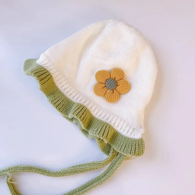 Kids'hats Ear-protection hat Autumn and winter cotton baby girl lace princess hat wool wool bun hat_voghion.com