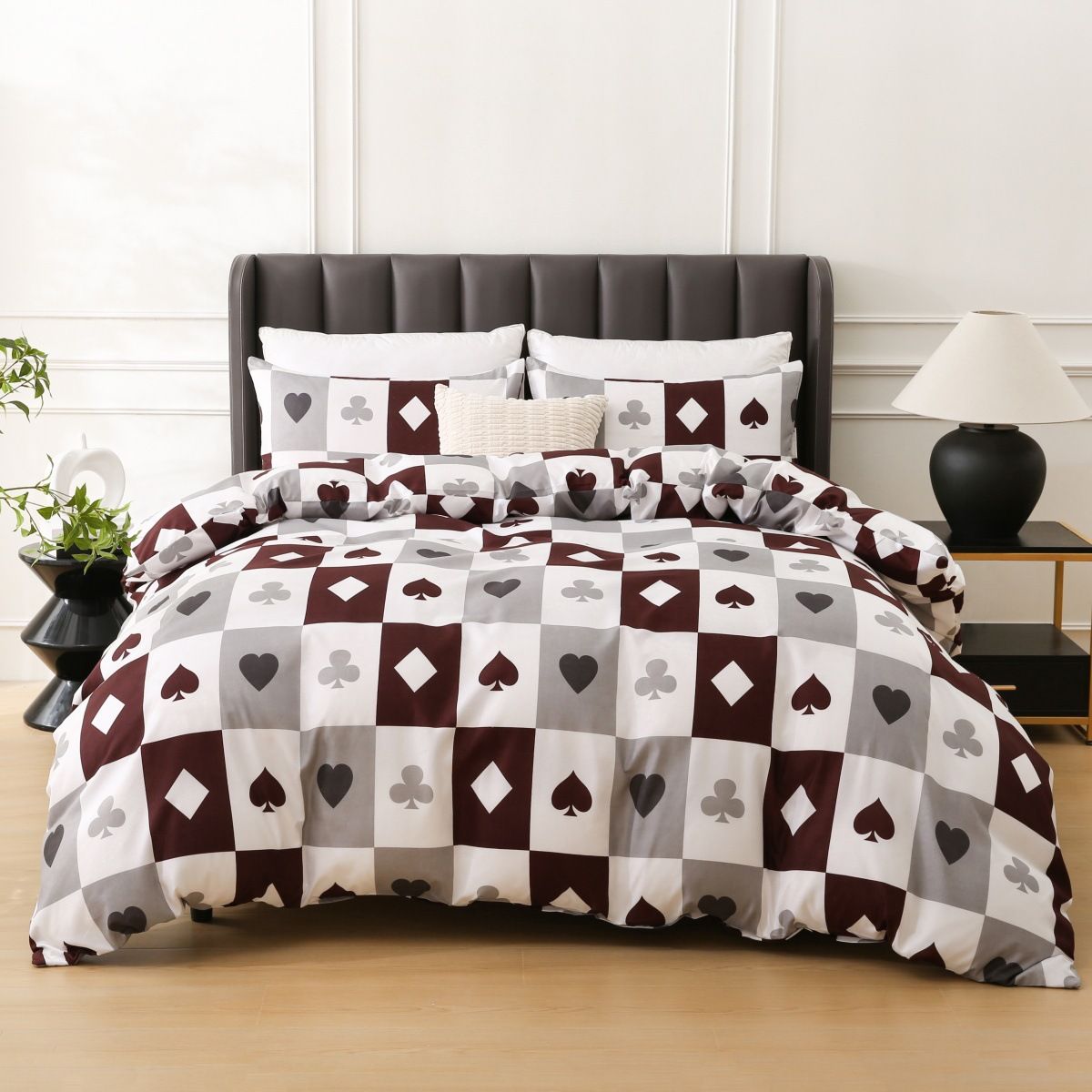 Copripiumino stampato fronte-retro con carte da gioco, set di biancheria da letto per la casa, tre pezzi_voghion.com